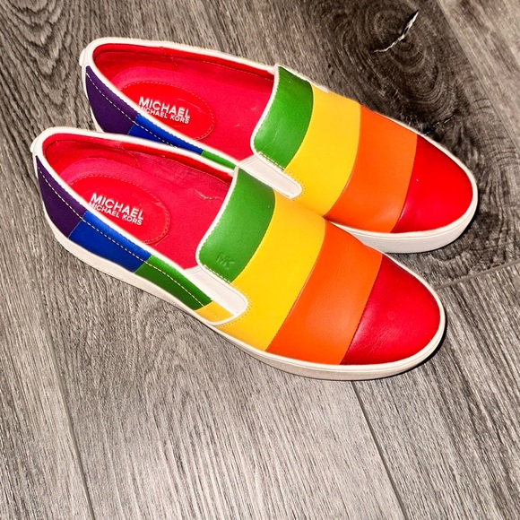 Michael Kors Shoes - Michael Kors Red and Orange Slip-On Sneakers